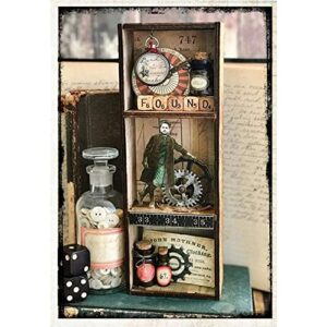 Tim Holtz Idea-Ology Structures Vignette Wooden Divided Drawer 3.5 x 10 inches with 3 Compartments, 1-Pack with 1 Drawer and 2 Movable Dividers per Pack, Bundled with Artsiga Crafts Storage Bag