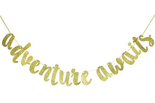 Firefairy Adventure Awaits Gold Glitter Banner , Graduation Banner , College Graduation High School Graduation Grad Banner