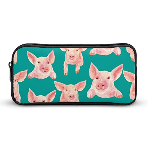 Pigs on The Wall Teen Adult Pencil Case Large Capacity Pen Pencil Bag Durable Storage Pouch