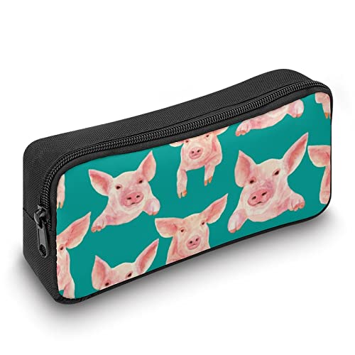 Pigs on The Wall Teen Adult Pencil Case Large Capacity Pen Pencil Bag Durable Storage Pouch