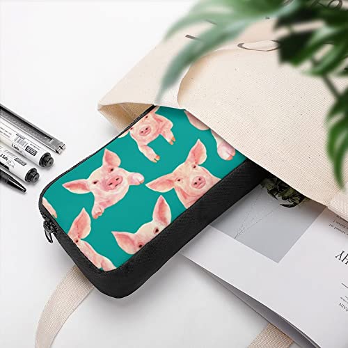 Pigs on The Wall Teen Adult Pencil Case Large Capacity Pen Pencil Bag Durable Storage Pouch