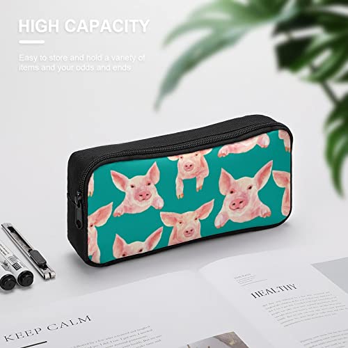 Pigs on The Wall Teen Adult Pencil Case Large Capacity Pen Pencil Bag Durable Storage Pouch