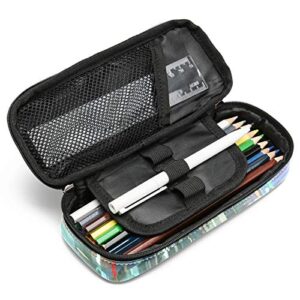 in The Style of Cyberpunk Leather Pencil Case Pen Bag with Double Zipper Stationery Bag Storage Bag for School Work Office Boys Girls