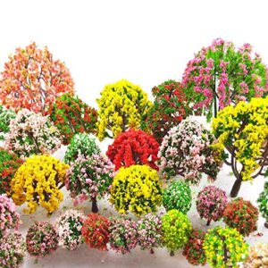 momoonnon 32 pieces model trees 3.5cm – 10cm mixed model tree train scenery architecture trees fake trees for diy crafts, building model, scenery landscape natural green