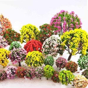 MOMOONNON 32 Pieces Model Trees 3.5cm - 10cm Mixed Model Tree Train Scenery Architecture Trees Fake Trees for DIY Crafts, Building Model, Scenery Landscape Natural Green