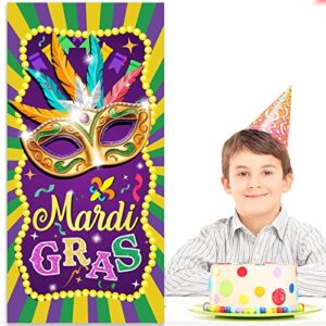 Mardi Gras Masquerade Masks Purple Green Gold Decorations Favors Banner Background Backdrop Crown Theme Decor for Carnival Mardi Gras Party New Orleans Party King Cake Party Birthday Party Supplies