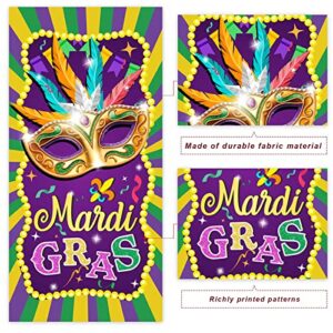 Mardi Gras Masquerade Masks Purple Green Gold Decorations Favors Banner Background Backdrop Crown Theme Decor for Carnival Mardi Gras Party New Orleans Party King Cake Party Birthday Party Supplies