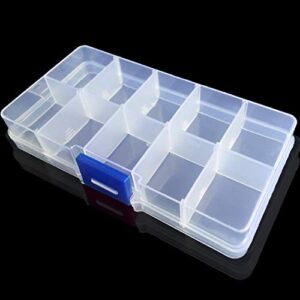 Arinasowa Blue Button Clear Plastic Jewelry Box Organizer Storage 10 Grids