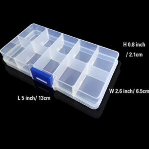 Arinasowa Blue Button Clear Plastic Jewelry Box Organizer Storage 10 Grids