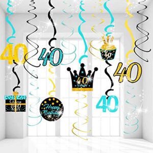 40th Birthday Decorations for Women Teal Gold 40th Birthday Hanging Swirls Hanging Swirls Decorations for Teal Gold 40 Years Old Party Supplies