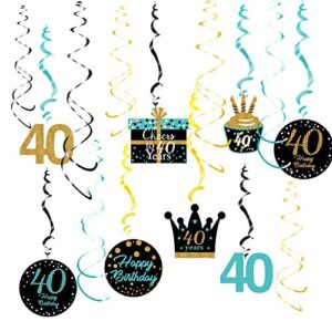 40th birthday decorations for women teal gold 40th birthday hanging swirls hanging swirls decorations for teal gold 40 years old party supplies