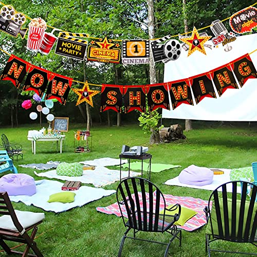 Movie Night Party Decoration Now Showing Banner Cinema Party Decoration Movie Theatre Birthday Party Banner for Movie Night Birthday Party Supplies