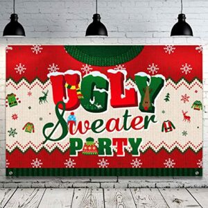 ugly christmas sweater party decorations-ugly sweater party backdrop supplies,5x3ft vinyl christmas ugly sweater photo prop background banner for 2022 winter christmas holiday supplies