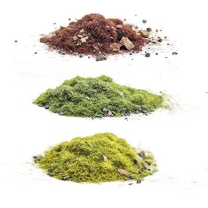 Miniature Scenery Basing Material Kit Terrain Kit for DIY Model Terrain Scenery Model Railway Fairy Garden Diorama Scenery, Pack of 3