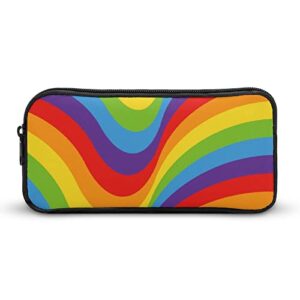 magic rainbow opt art teen adult pencil case large capacity pen pencil bag durable storage pouch