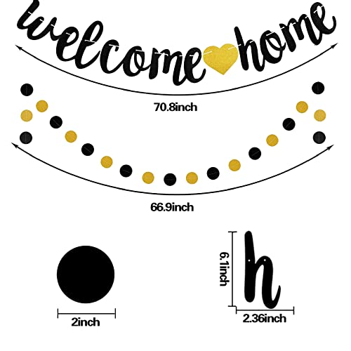 Welcome Home Banner Gold Black Glitter Welcome Home Decoration Sign for Military Deployment Homecoming Return Party Supplies