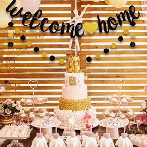 Welcome Home Banner Gold Black Glitter Welcome Home Decoration Sign for Military Deployment Homecoming Return Party Supplies