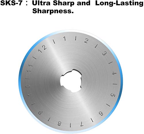 Kingsource SKS-7 Titanium Coated 10 Packs 60mm Pack Rotary Cutter Blades Replacement for Fits Olfa, Fiskar, Martelli, Truecut Cutter Patchwork Tool, Perfect for Cuts Fabric, Sewing, Leather and Paper