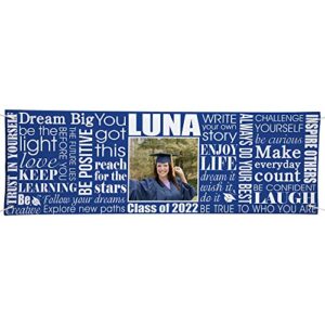 let’s make memories personalized graduation photo banner – blue – class of 2023 banner – dream big banner- customize with name, year, photo – 6ft