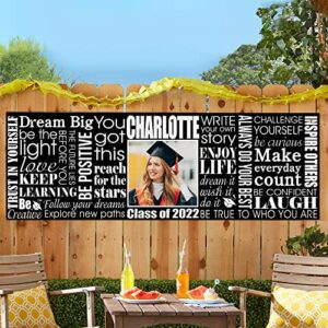 Let's Make Memories Personalized Graduation Photo Banner - Blue - Class of 2023 Banner - Dream Big Banner- Customize with Name, Year, Photo - 6ft