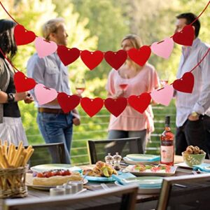 XIANMU 2 Pack Felt Heart Garland Banner Valentines Day Decorations Pre-Strung Felt Heart Buntings for Anniversary Wedding Engagement Birthday Baby Shower Party Decoration 3 Colors