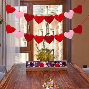 XIANMU 2 Pack Felt Heart Garland Banner Valentines Day Decorations Pre-Strung Felt Heart Buntings for Anniversary Wedding Engagement Birthday Baby Shower Party Decoration 3 Colors