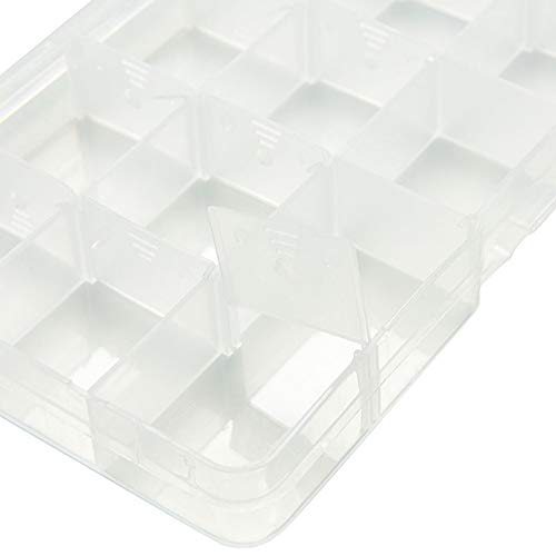 2 Pieces 15 Grids Jewelry Organizer Plastic Jewelry Organizer Box Clear Jewelry Organizer Box Plastic Bead Organizers with Adjustable Dividers for Herbs Pills Bead Jewelry Findings and Other Small Ite