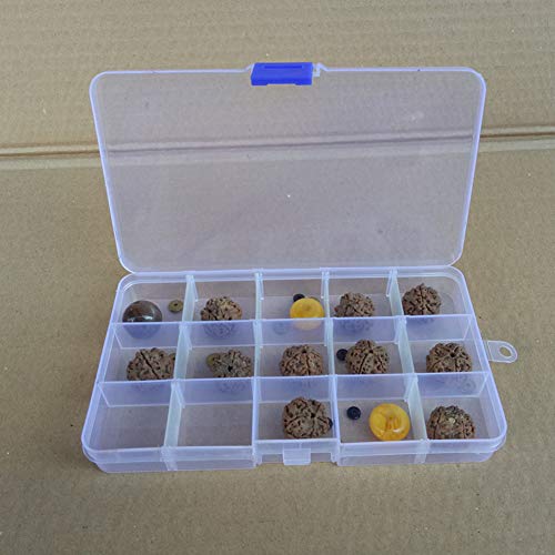 2 Pieces 15 Grids Jewelry Organizer Plastic Jewelry Organizer Box Clear Jewelry Organizer Box Plastic Bead Organizers with Adjustable Dividers for Herbs Pills Bead Jewelry Findings and Other Small Ite