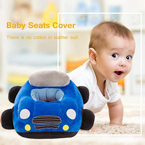 hneizgs Infant Support Seat Cover, Learning Sitting Chairs for Babies Bouncer, Soft Cute Plush Floor Seats Suitable for Infants Play car Blue (no Filler), kids sofa