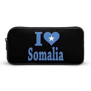 i love somalia flag teen adult pencil case large capacity pen pencil bag durable storage pouch