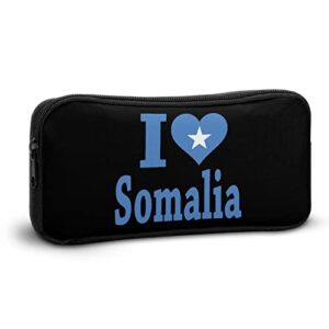 I Love Somalia Flag Teen Adult Pencil Case Large Capacity Pen Pencil Bag Durable Storage Pouch