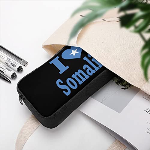 I Love Somalia Flag Teen Adult Pencil Case Large Capacity Pen Pencil Bag Durable Storage Pouch