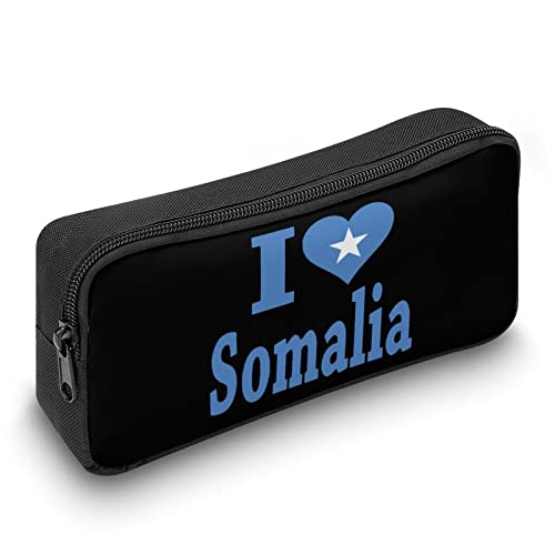 I Love Somalia Flag Teen Adult Pencil Case Large Capacity Pen Pencil Bag Durable Storage Pouch