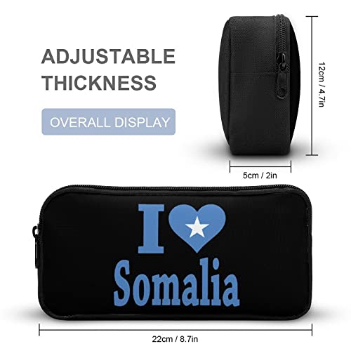 I Love Somalia Flag Teen Adult Pencil Case Large Capacity Pen Pencil Bag Durable Storage Pouch