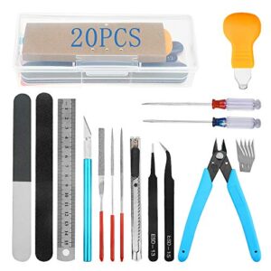 bigstone 20 pcs gundam model tools kit hobby building tools set for cars, airplanes, buildings, gundam, robots models building repairing and fixing ext.