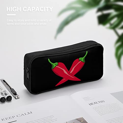 Chili Pepper Cross Teen Adult Pencil Case Large Capacity Pen Pencil Bag Durable Storage Pouch