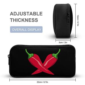 Chili Pepper Cross Teen Adult Pencil Case Large Capacity Pen Pencil Bag Durable Storage Pouch