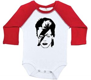 ziggy stardust baby outfit/bowie/90’s punk rock raglan onesie (3-6m, red)