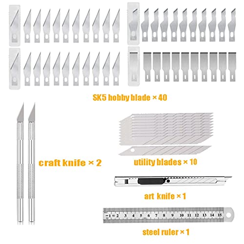 Precision Carving Craft Hobby Knife Kit Exacto Knife 40 Spare Knife Blades with 10 PCS Art Blades, for DIY Art Work Cutting, Scrapbooking, Stencil