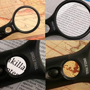 Magnifying Glass with 3 LED Lights - 3X 10X Handheld Magnifier with Cleaning Cloth High Clarity Lightweight for Reading Coins Stamps Map Inspection Hobbies Crafts OS05