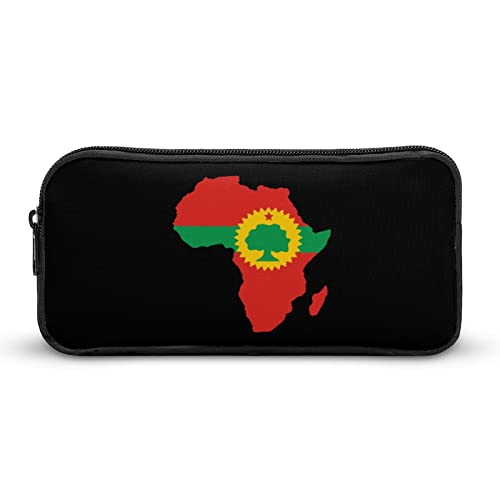 Oromo Flag on Africa Map Teen Adult Pencil Case Large Capacity Pen Pencil Bag Durable Storage Pouch