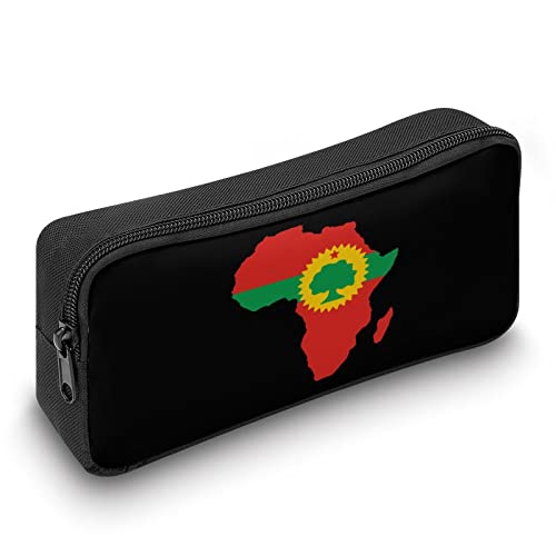 Oromo Flag on Africa Map Teen Adult Pencil Case Large Capacity Pen Pencil Bag Durable Storage Pouch