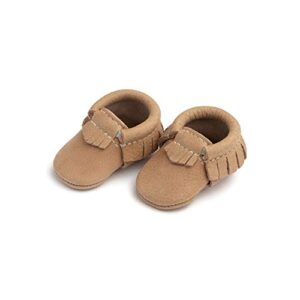 freshly picked – soft sole leather moccasins – newborn baby girl boy shoes – size 0 weathered brown