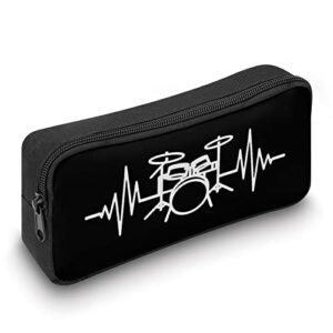 Drums Heartbeat Teen Adult Pencil Case Large Capacity Pen Pencil Bag Durable Storage Pouch