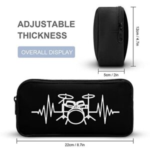 Drums Heartbeat Teen Adult Pencil Case Large Capacity Pen Pencil Bag Durable Storage Pouch