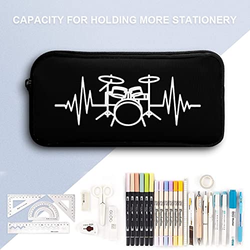 Drums Heartbeat Teen Adult Pencil Case Large Capacity Pen Pencil Bag Durable Storage Pouch