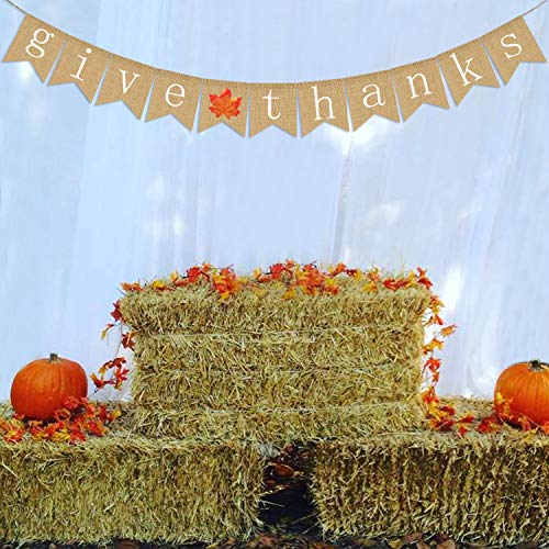 Give Thanks Burlap Banner | Thanksgiving Banner Decoration | Thanksgiving Banner Burlap | Thankful Give Thanks Party Home Decoration Supplies