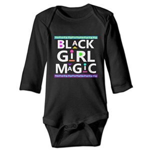 SADODER Black Girl Magic Infant Toddler Climbing Bodysuit Long Sleeve Onesie Jumpsuit - Black