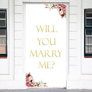 will you marry me door banner decorations, bridal shower party door cover sign decorations supplies, wedding engagement party photo booth props backdrop poster background