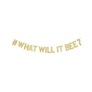 #what will it bee ? banner, gender reveal/baby shower/boy or girl party decorations gold gliter paper sign